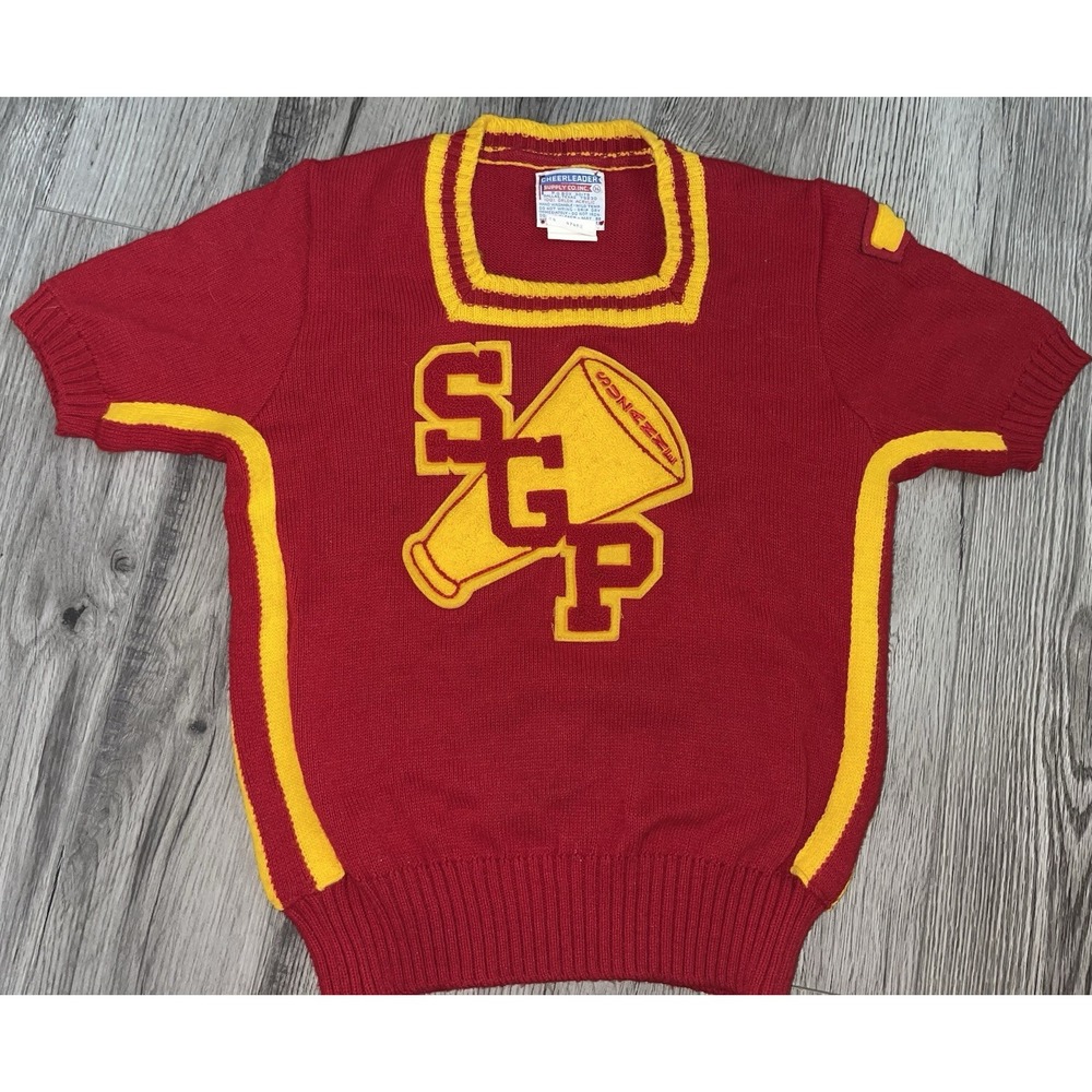 Vintage 70's Lot Cheerleading Uniform Sweater Pleated Skirt Blue Yellow Varsity‎ - Picture 2 of 16